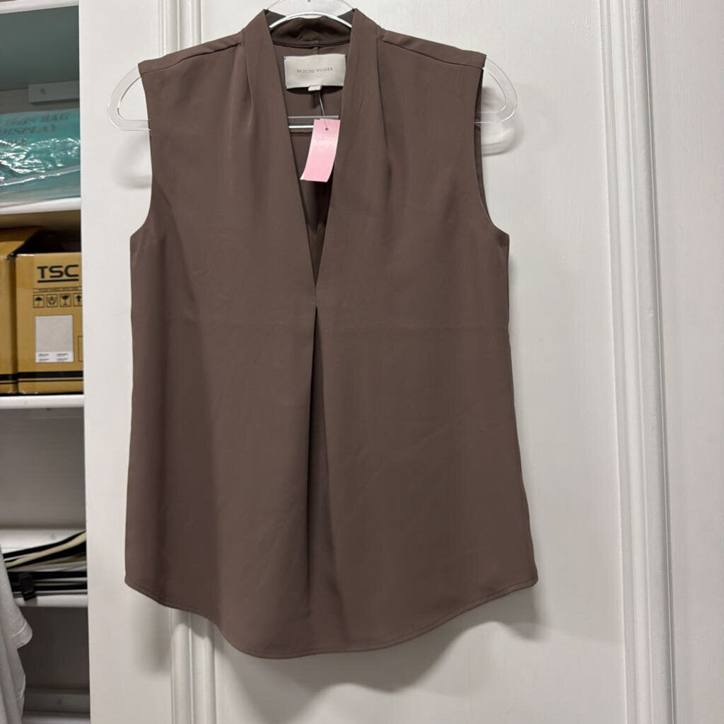 Brown Poly Sleeveless Top