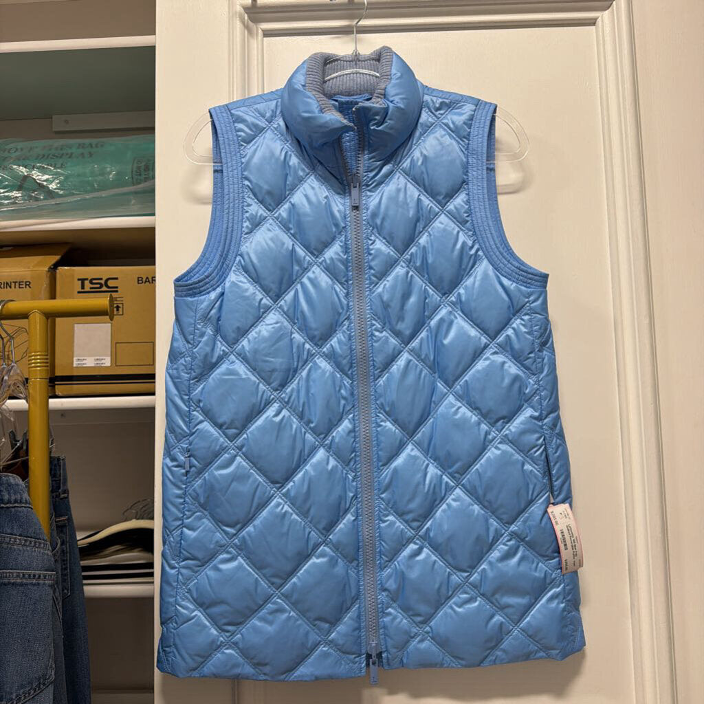 Blue Poly Quilted Reversible Puffer Vest