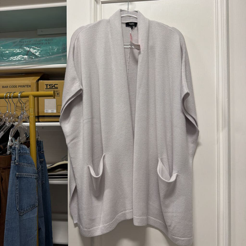 Grey Wool Long Cardigan Sweater