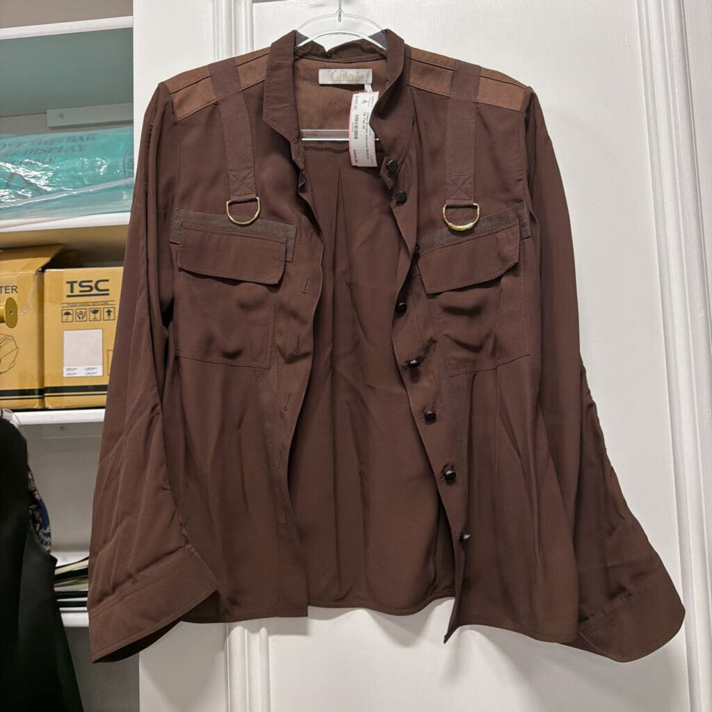 Brown Viscose Button Up Top