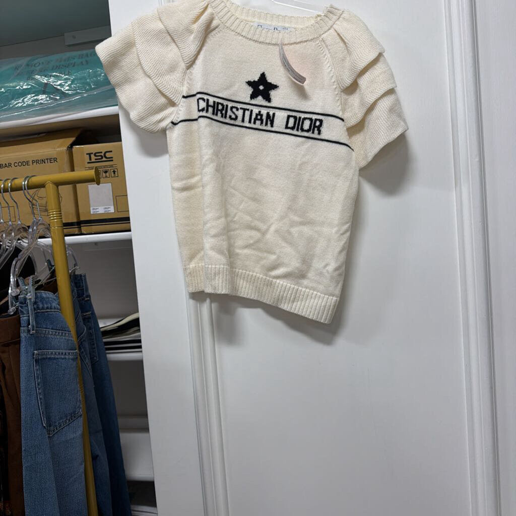 Cream Cashmere Logo Ruffle Sweater