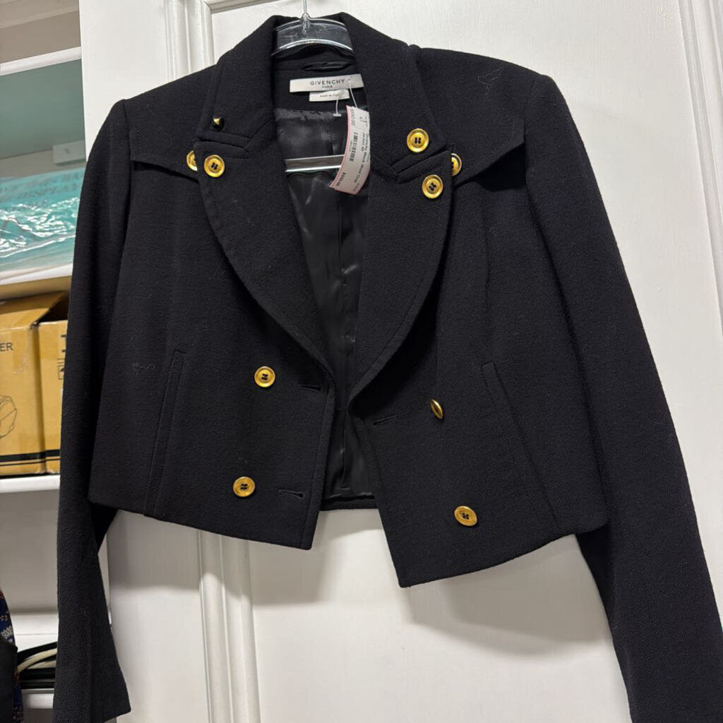 Black Wool Crop Jacket
