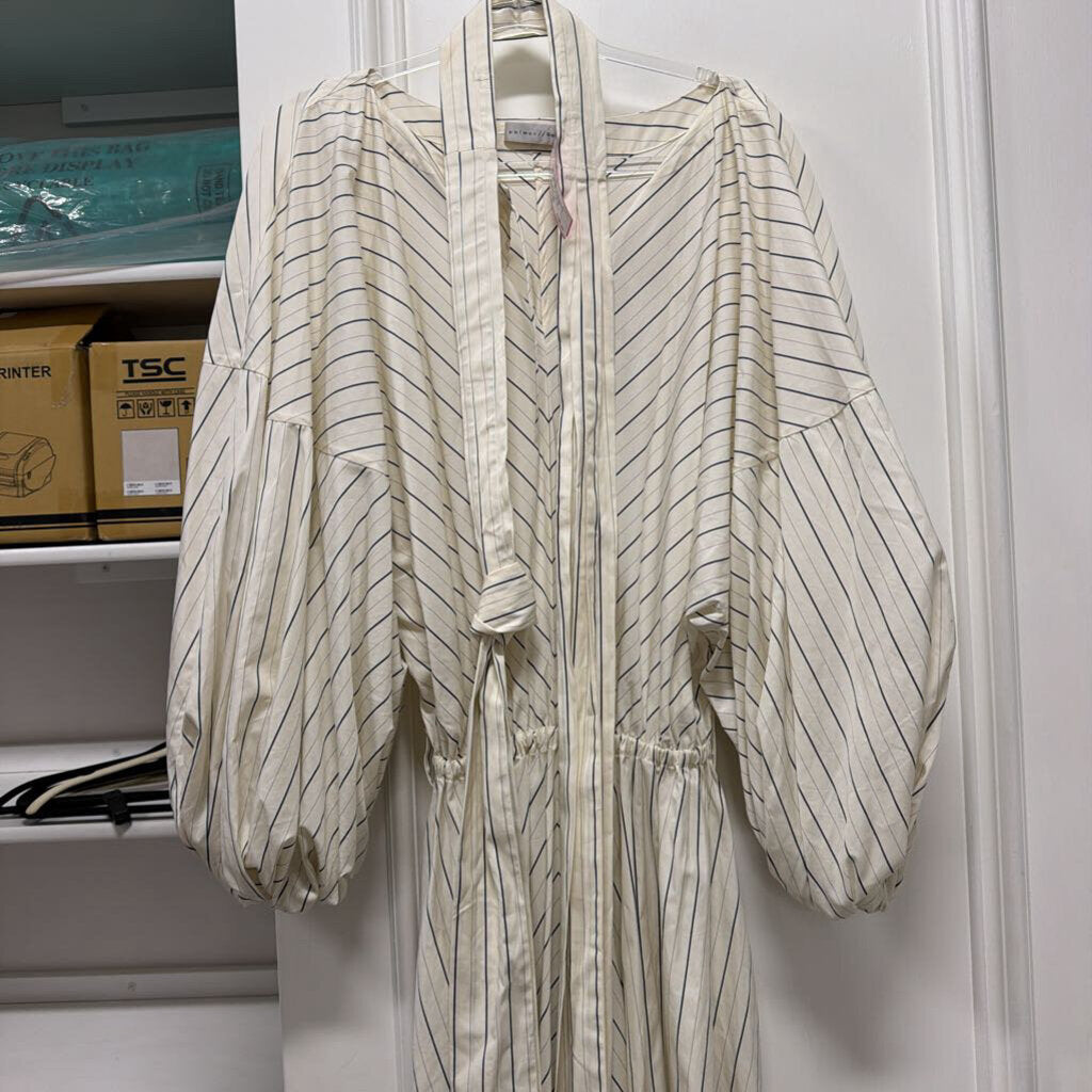 White/Navy Stripe Cotton Dress