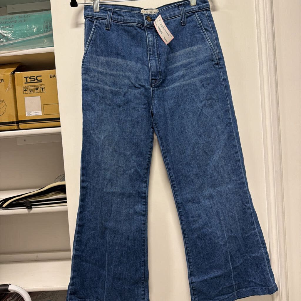 Blue Cotton Wide Leg Jeans