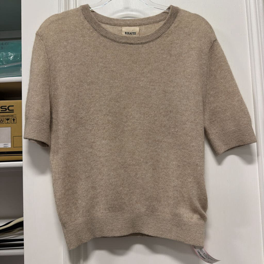 Brown Cashmere Short Sleeve Sweater