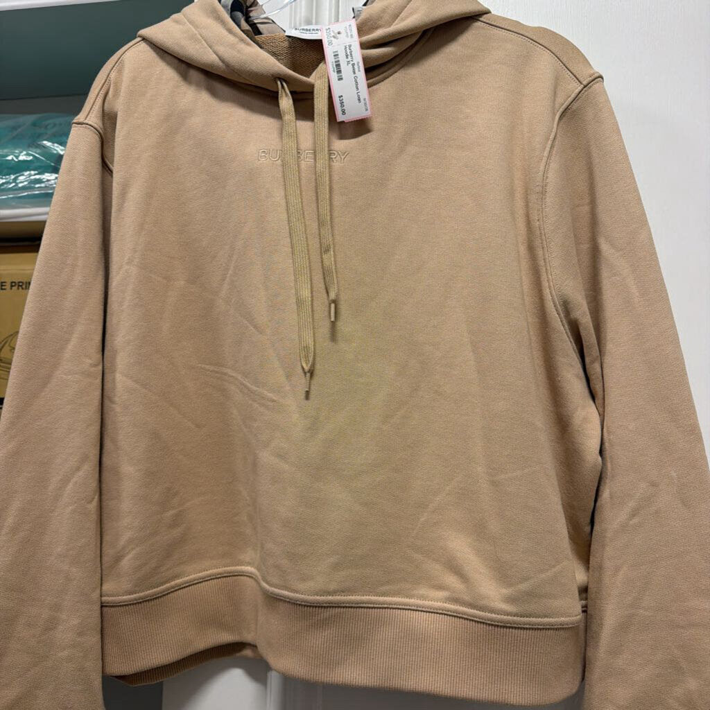 Beige Cotton Logo Hoodie