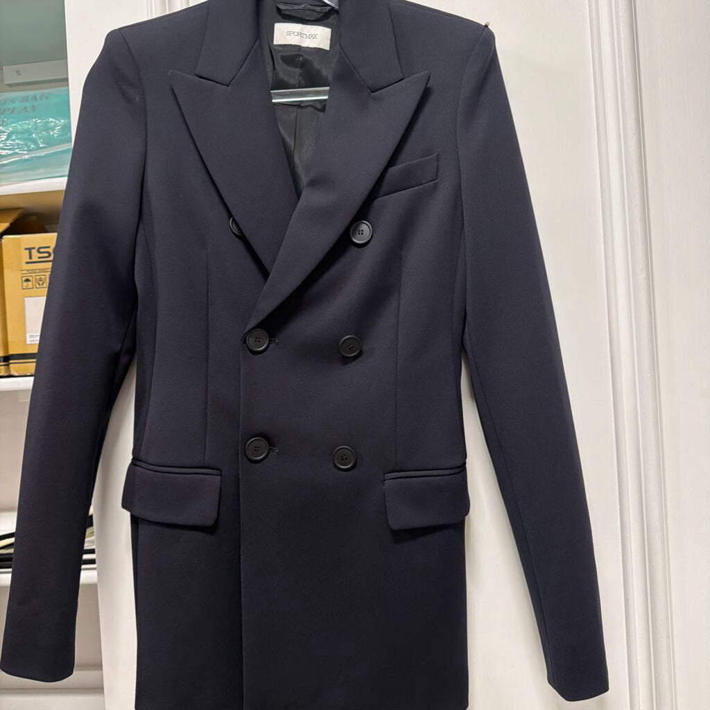 Black Poly Double Breasted Blazer (NWT)