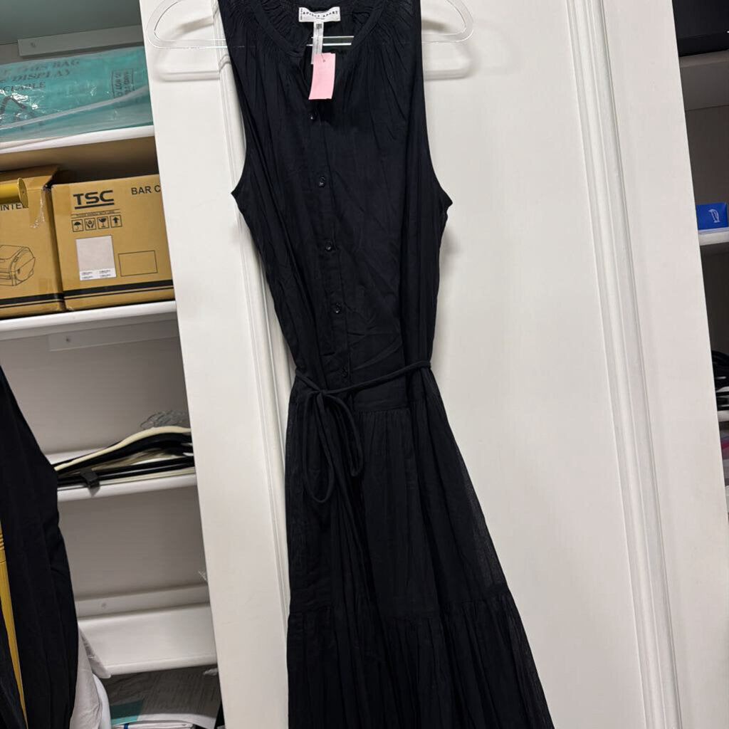 Black Cotton Midi Dress