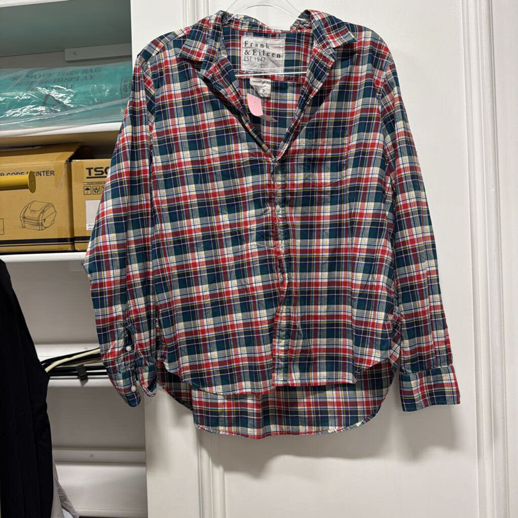 Multicolor Plaid Cotton Button Up Top