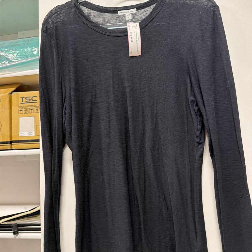Black Cotton LS Tee