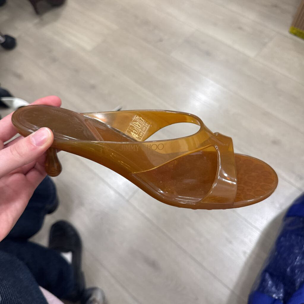 Brown Jelly Kitten Heel Sandal