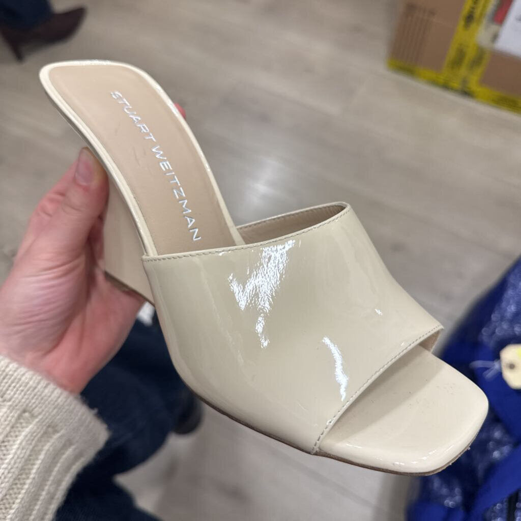 Cream Patent Leather Wedge Heel