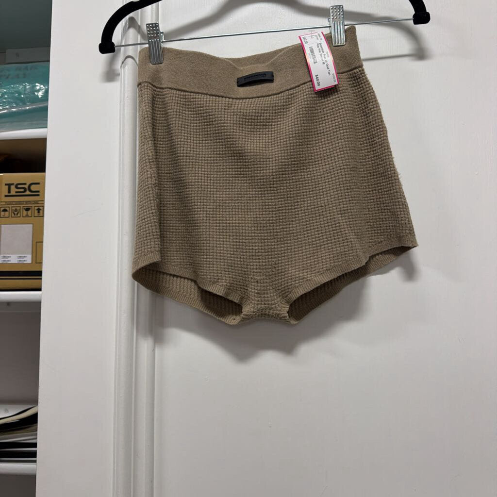 Tan Poly Knit Shorts