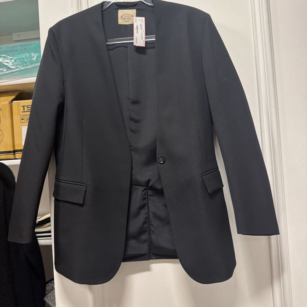 Black Acetate Blend Blazer