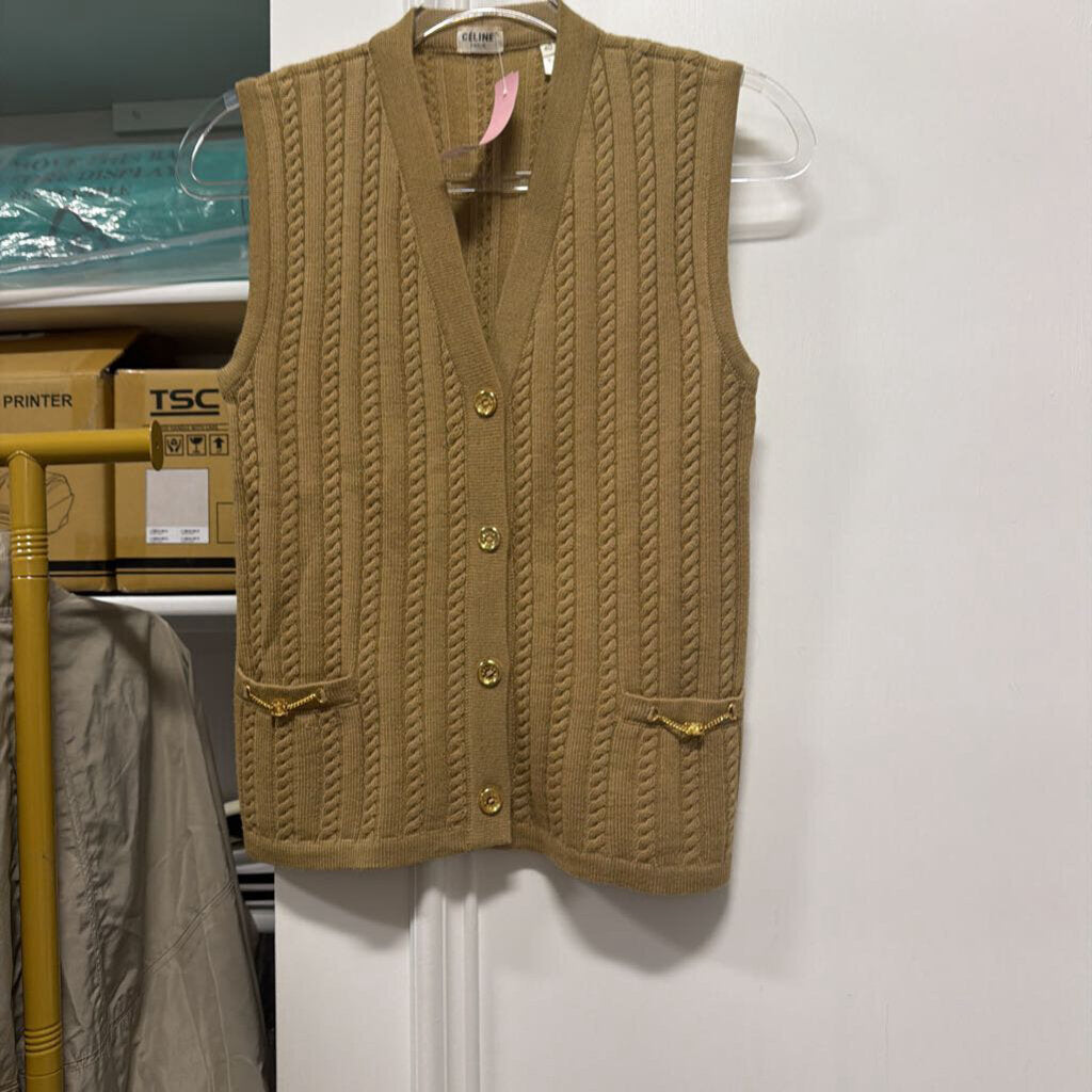 1980s-90s Beige Wool Triomphe Chain Sweater Vest