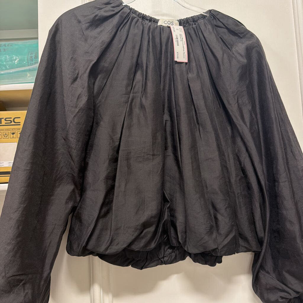 Black Lyocell/Poly Pleated Blouse