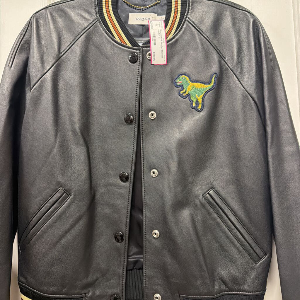 Black Leather Bomber Jacket