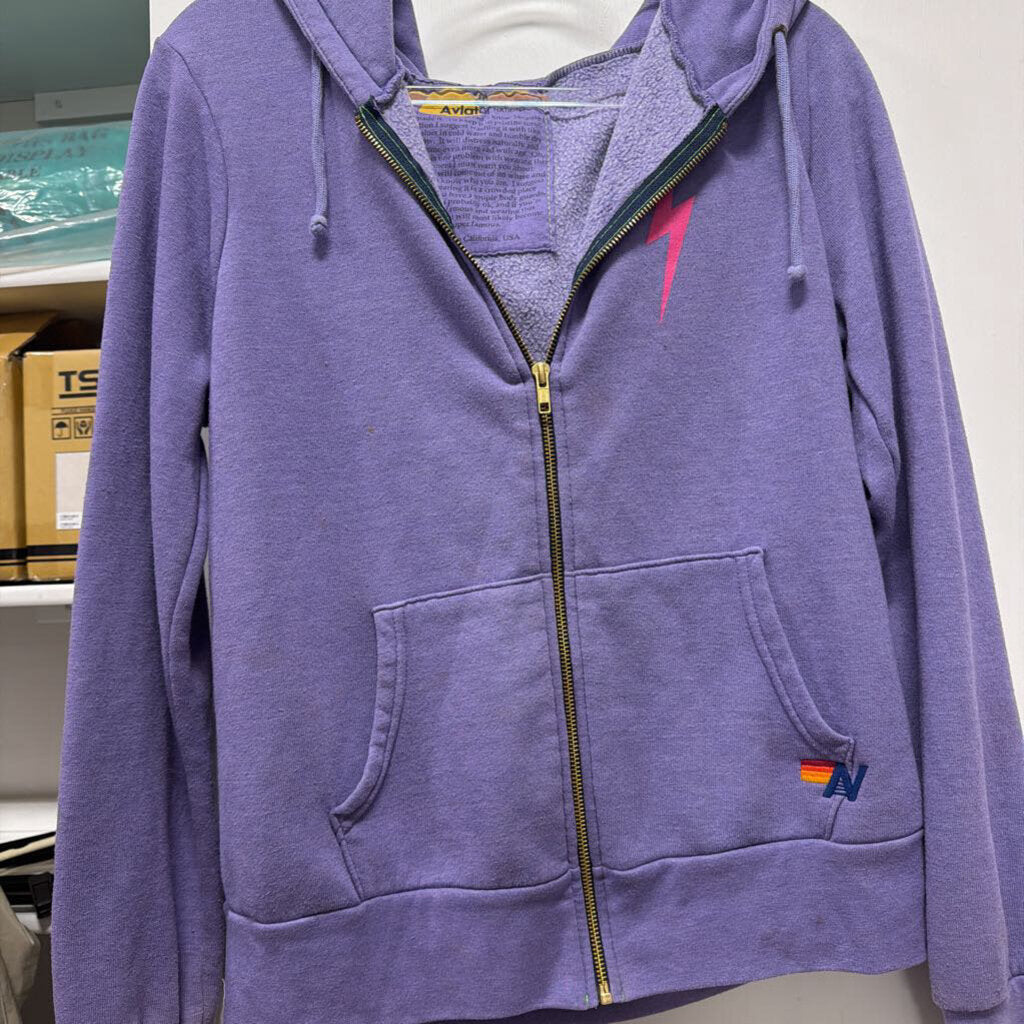 Purple Poly/Cotton Zip Up Sweatshirt