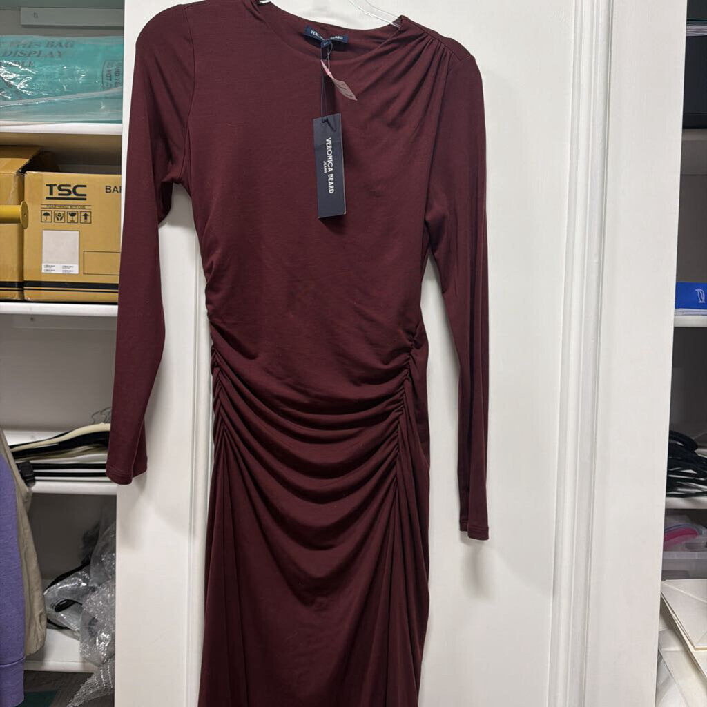 Maroon Lyocell Ruched Dress (NWT)
