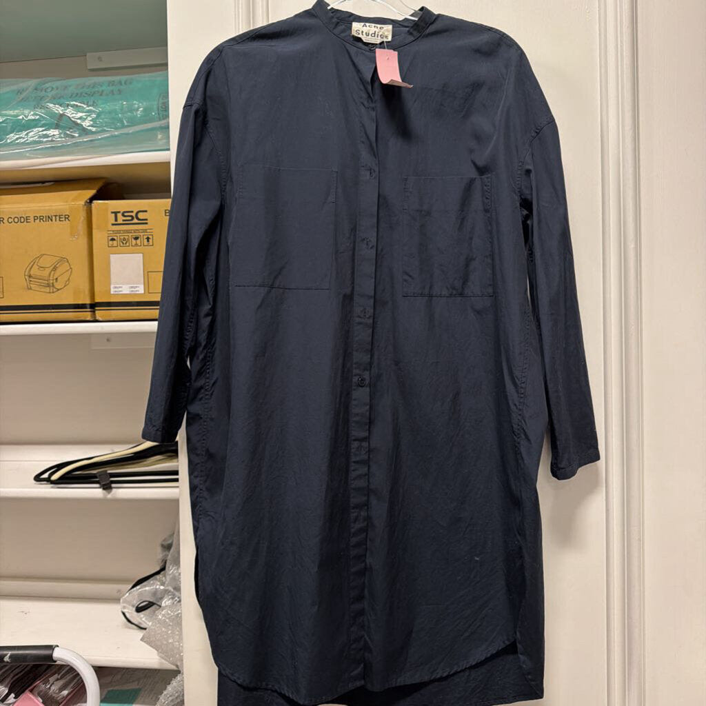 Navy Cotton Shirt Dress