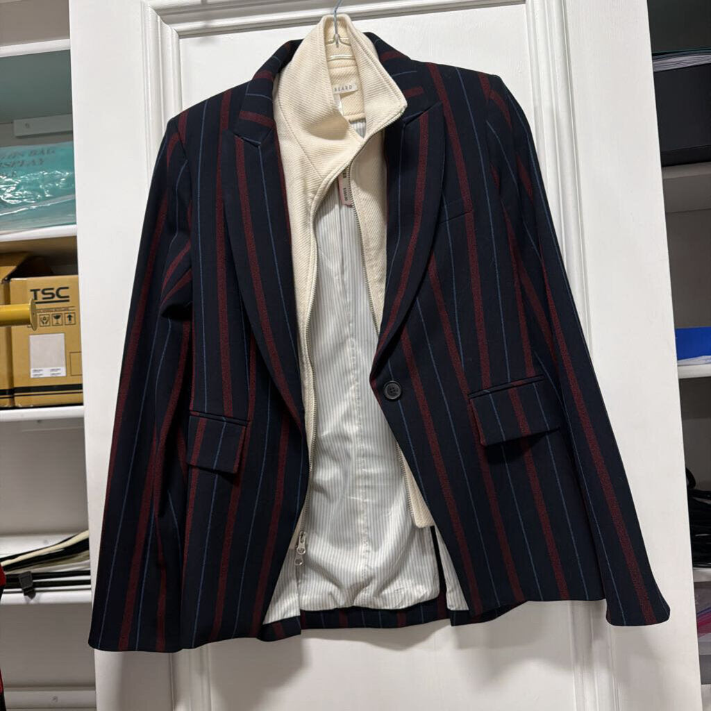 Navy/Red Poly Striped Blazer w/ Dicky