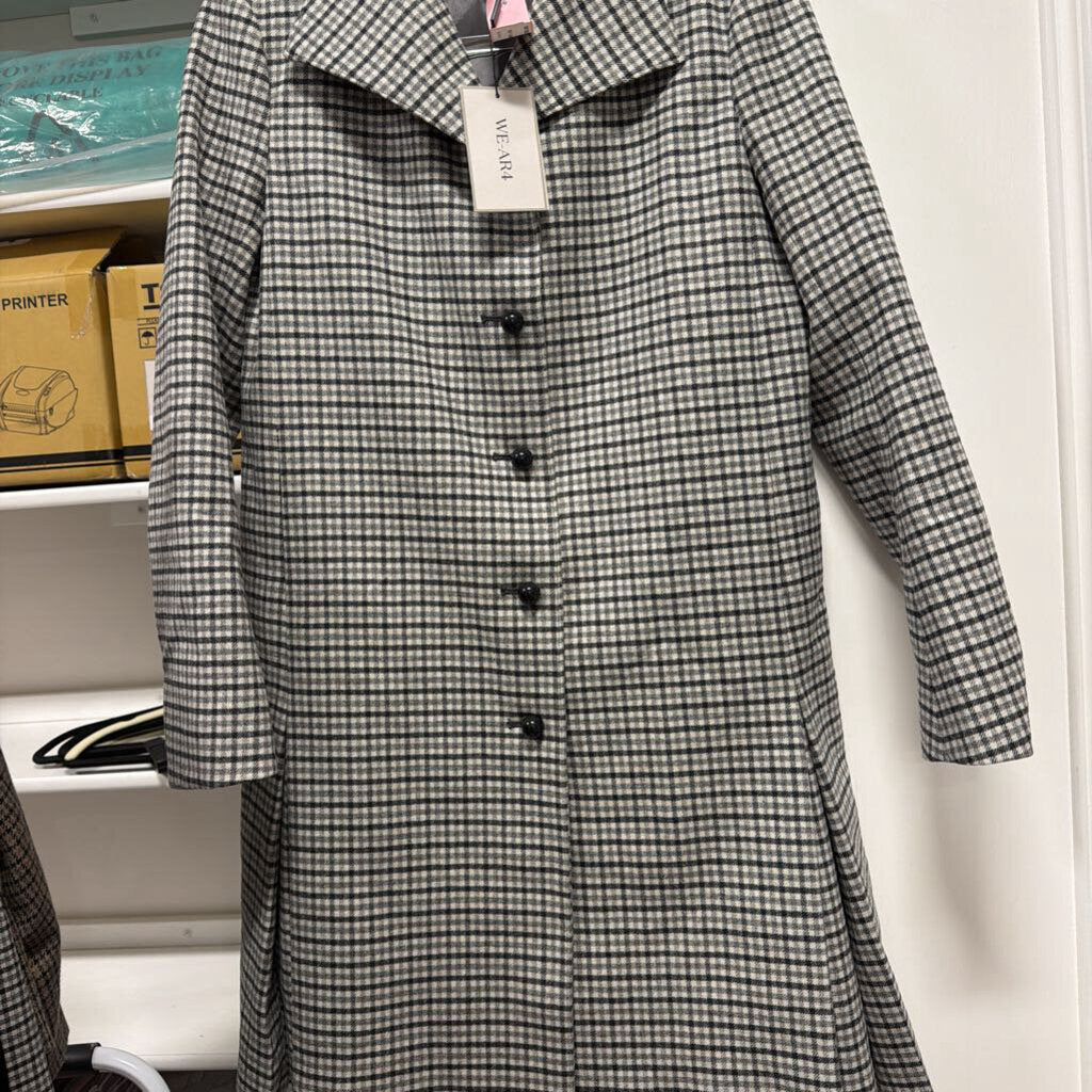 Gray Plaid Wool/Cashmere Coat (NWT)