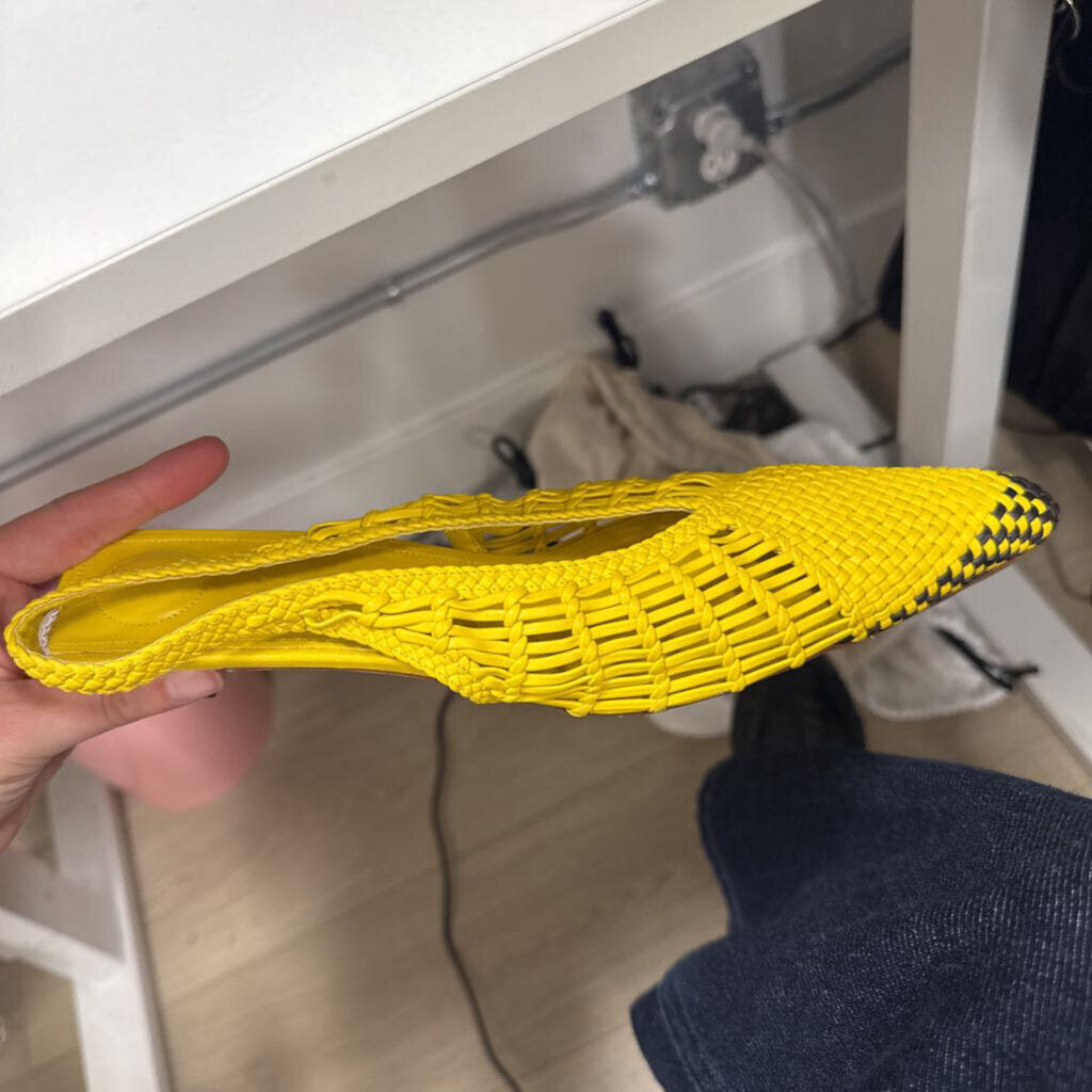 Jacquemus Yellow Leather Woven Slingback