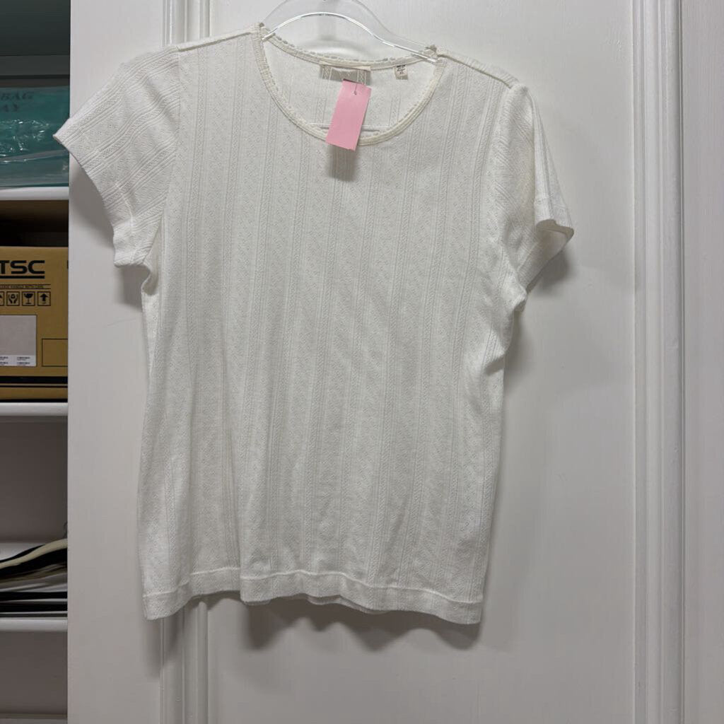 White Cotton Pointelle Tee