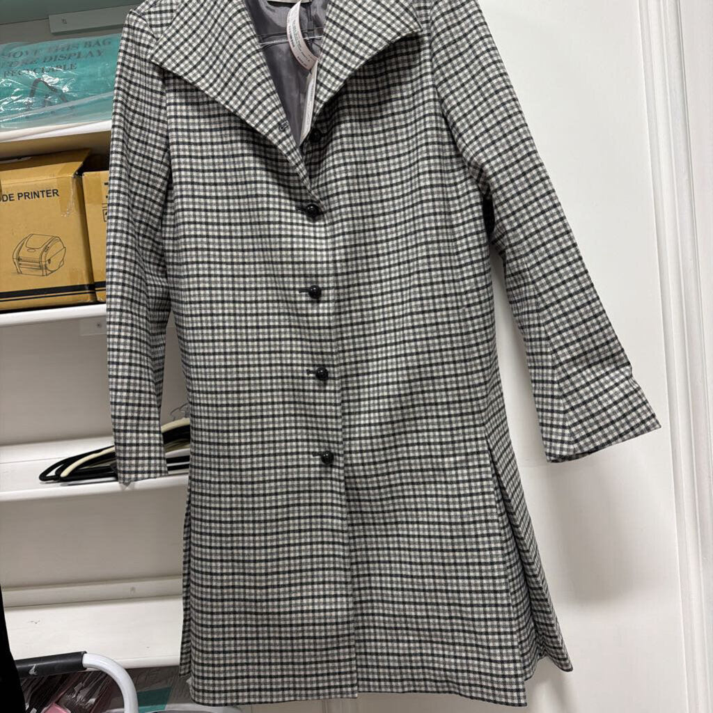 Gray Plaid Wool/Cashmere Coat (NWT)