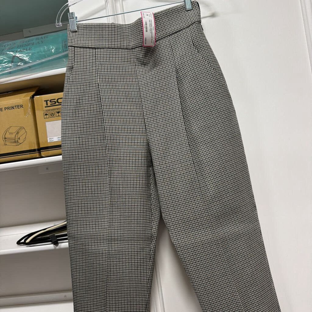 Houndstooth Wool High Waist Pant