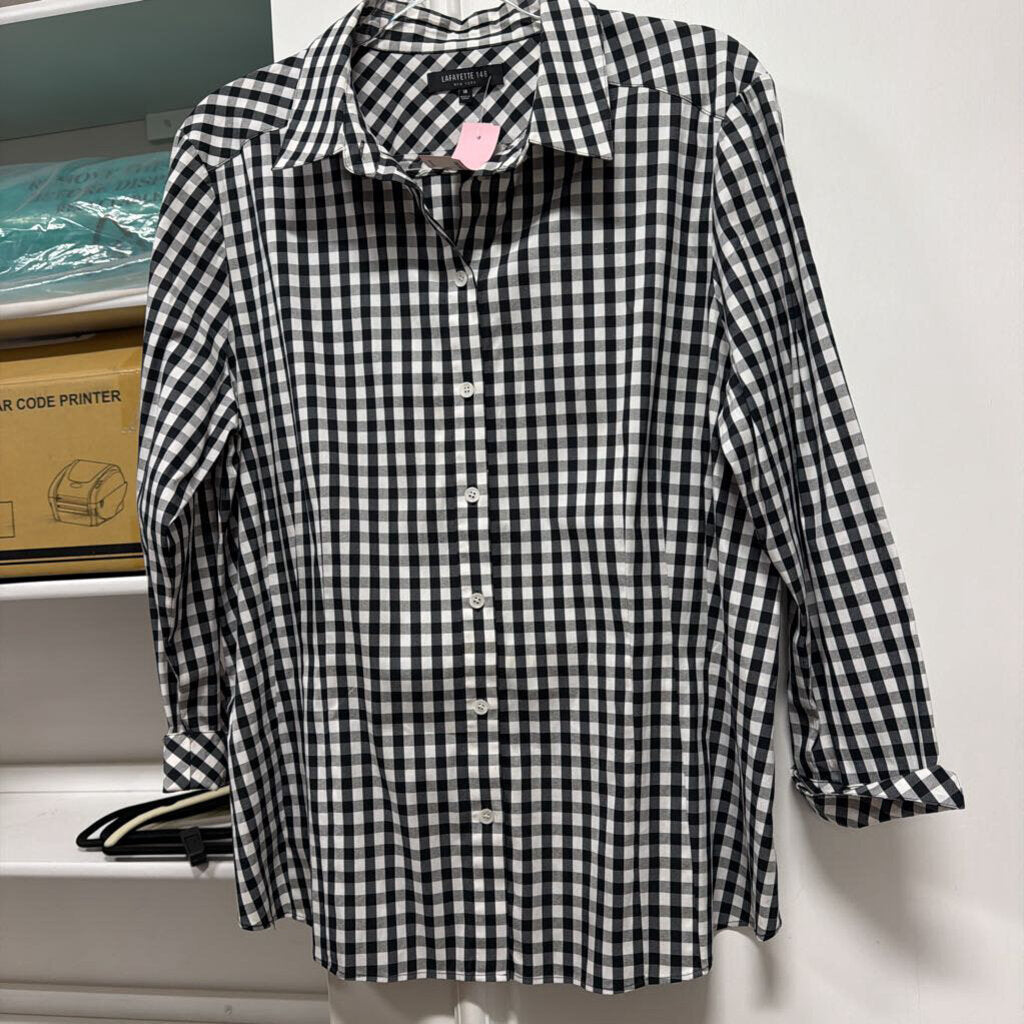 Black/White Gingham Button Up Top