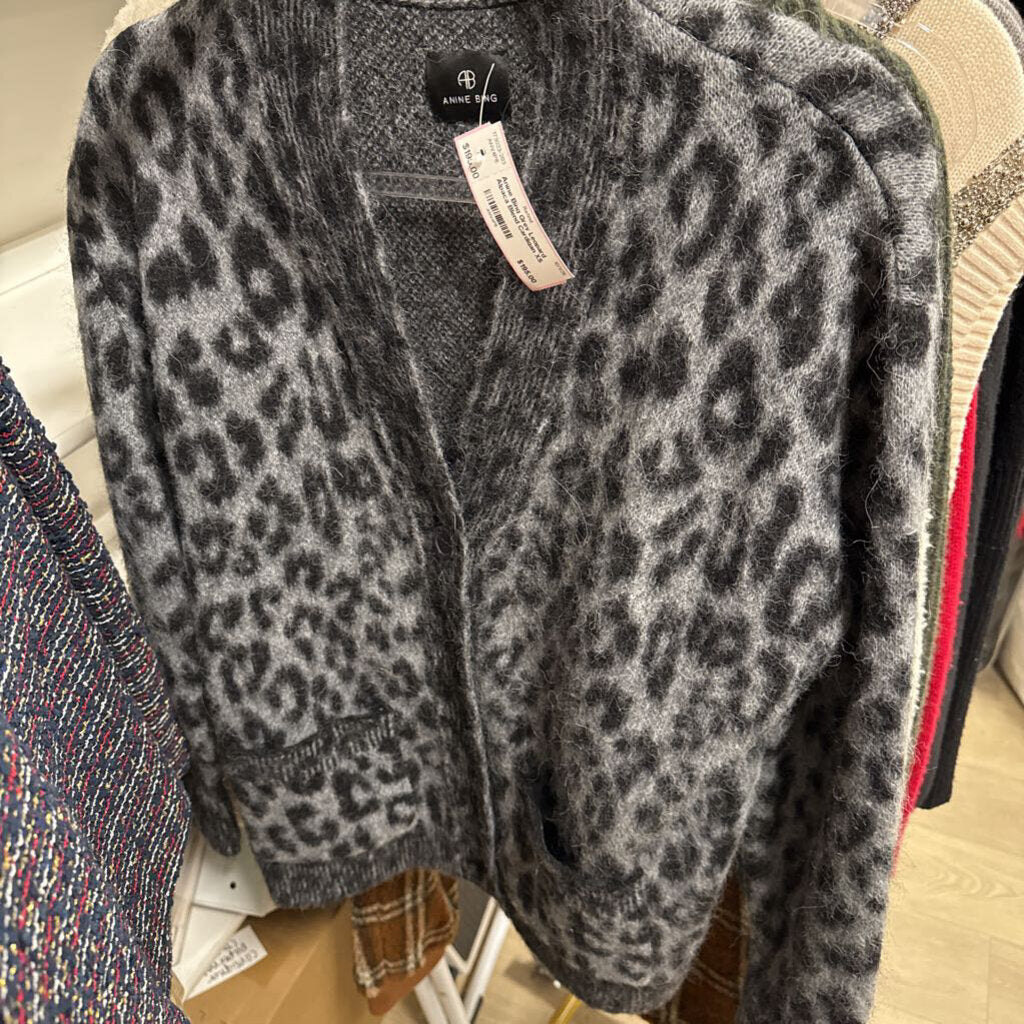 Grey Leopard Alpaca Blend Cardigan