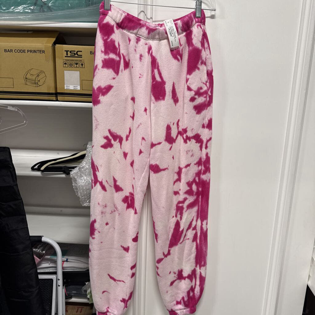 Pink/White Cotton Tie Dye Sweatpants