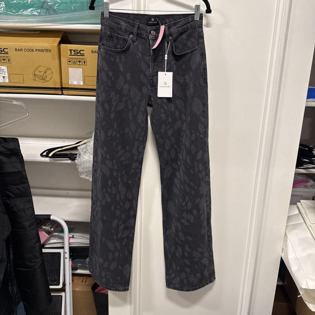 Black Washed Print Jeans (NWT)