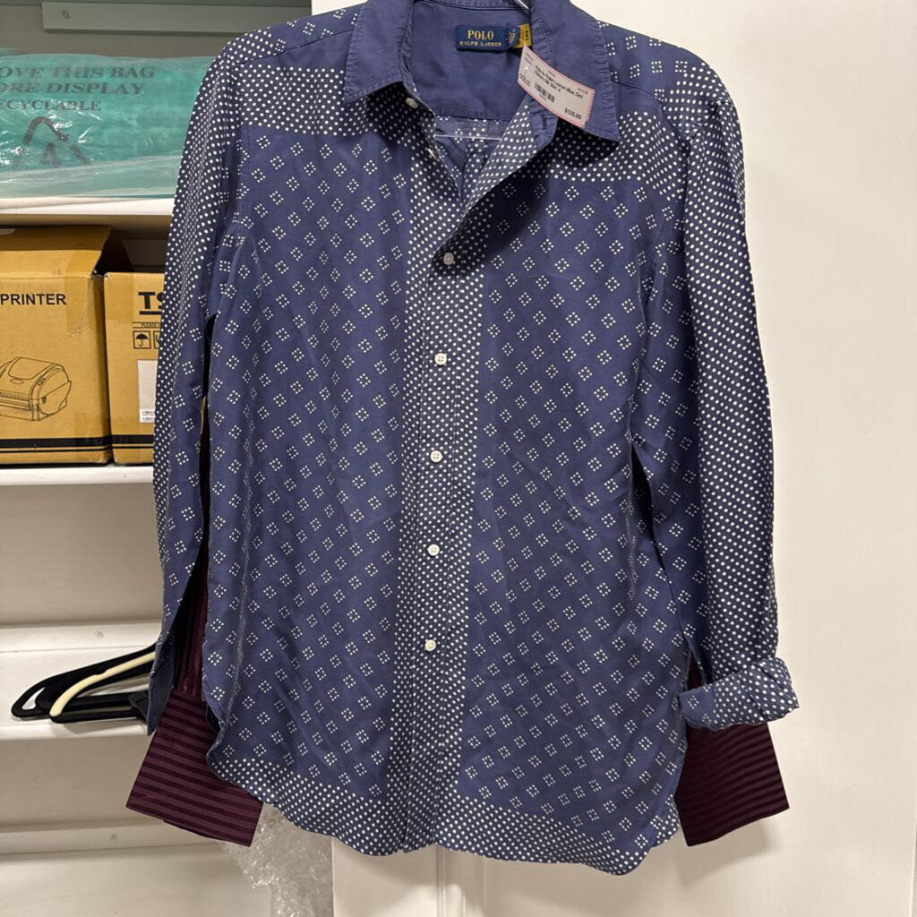 Blue Dot Pattern Silk Shirt