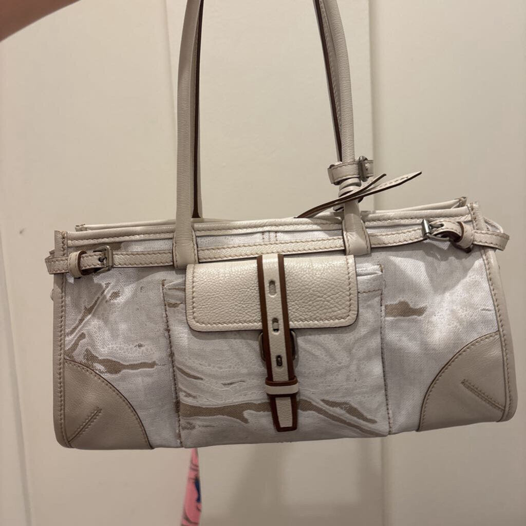 White Printed Linen Bonnie Bag (NEW 3650)