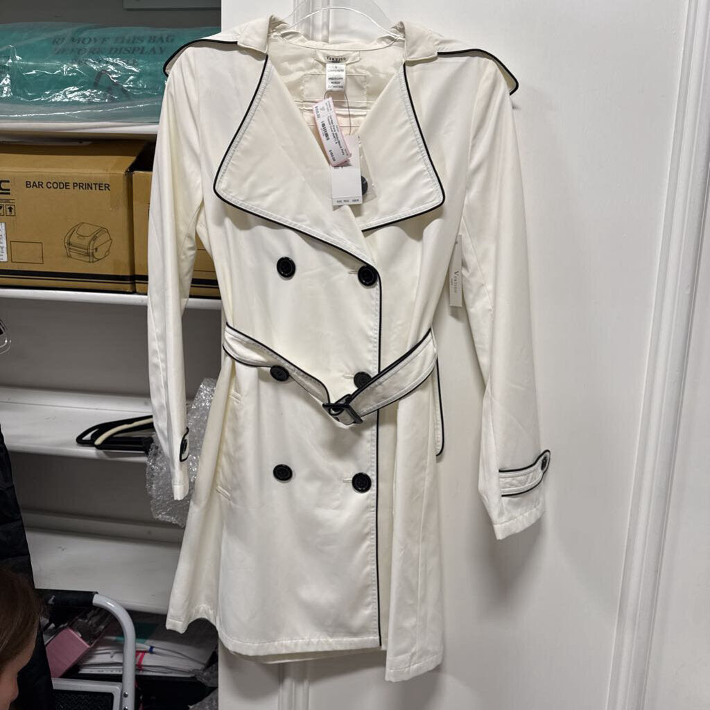 White/Black Poly Trench Coat (NWT)