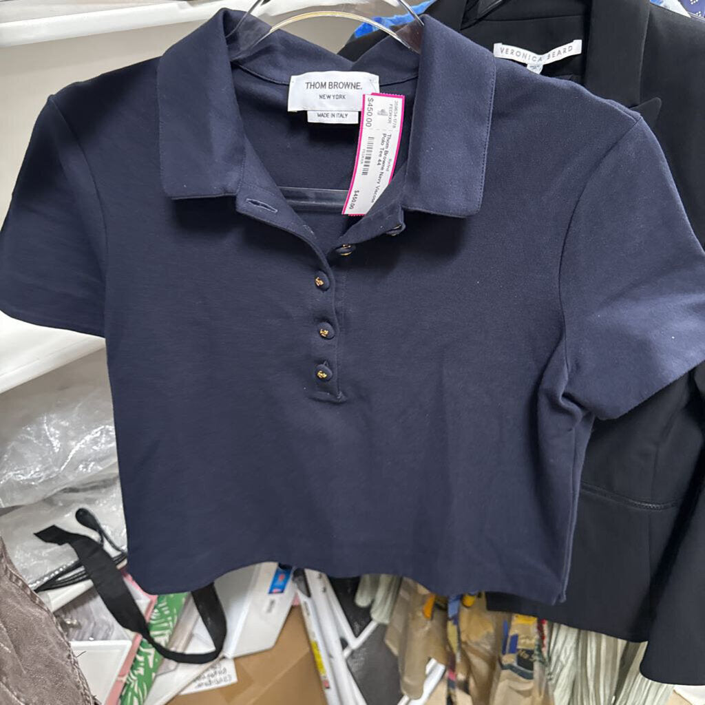 Navy Viscose Polo Tee