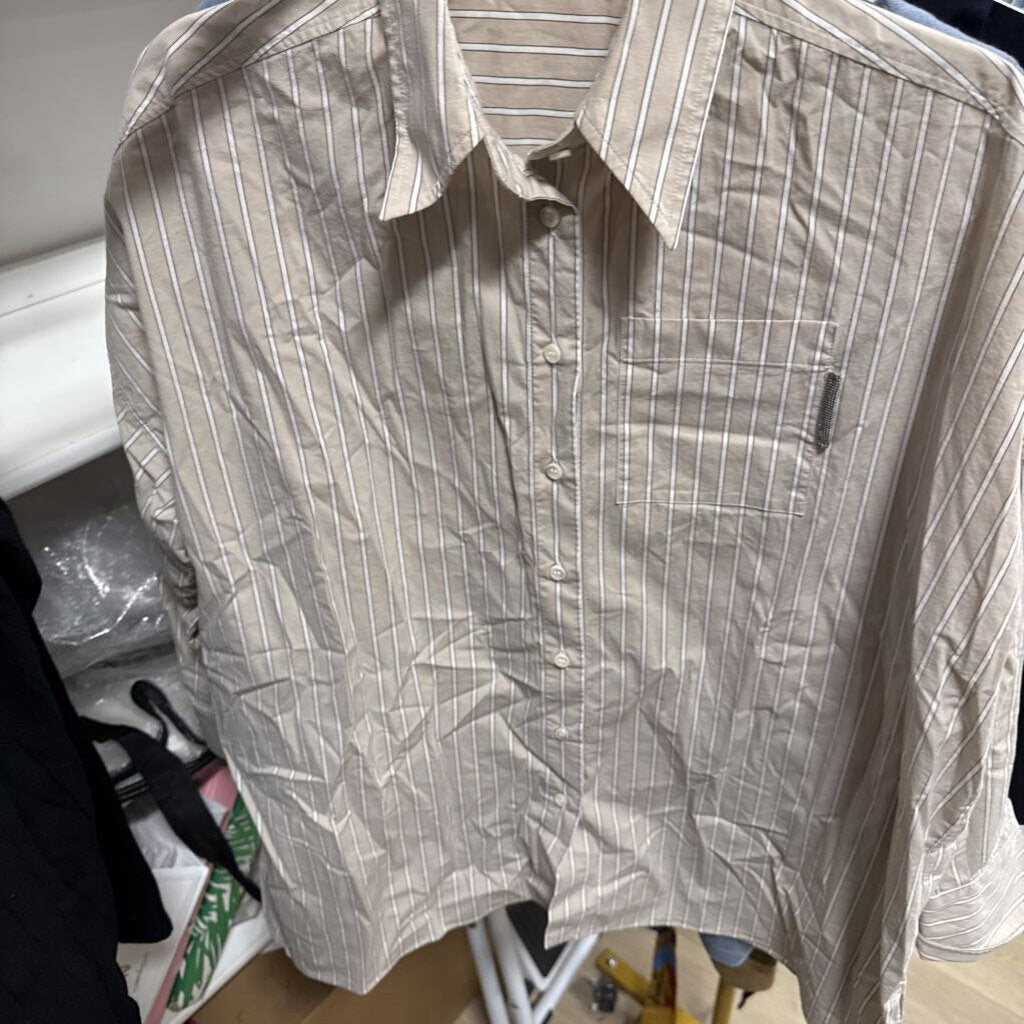 Brown/White Stripe Cotton Shirt