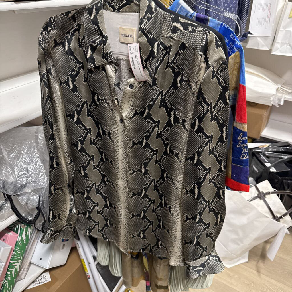 Grey Snake Print Silk Shirt