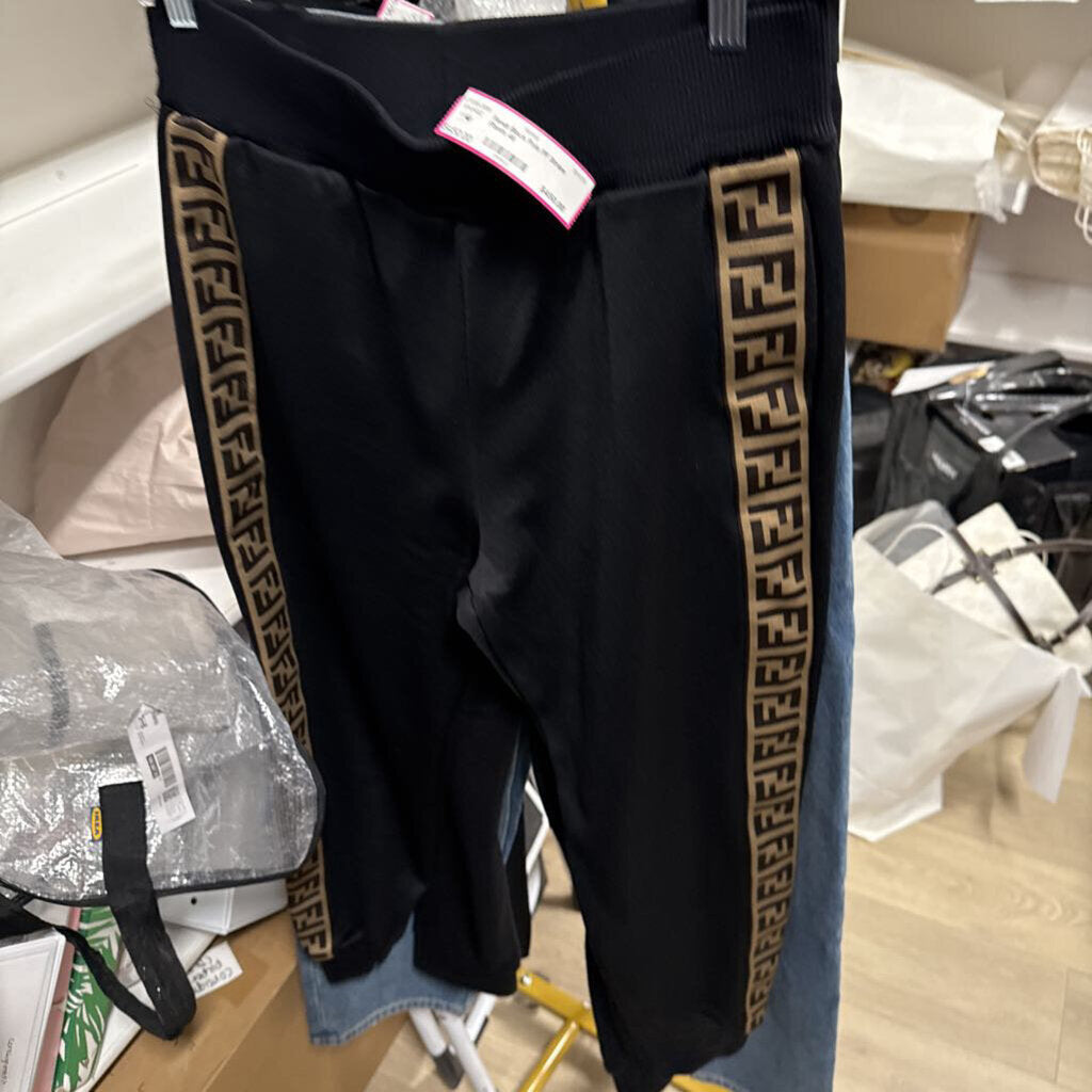 Black Poly FF Stripe Pants