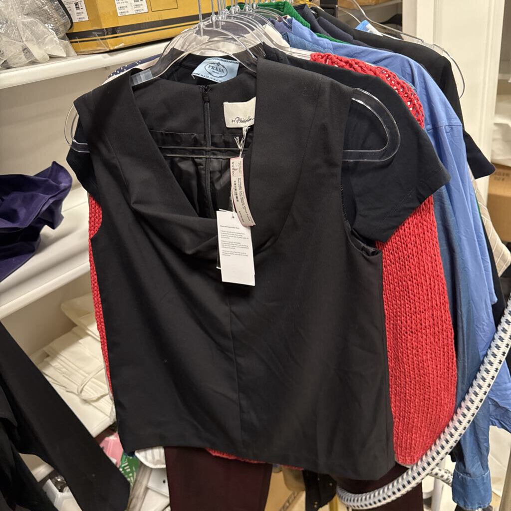 Black Wool Twist Neckline Top (NWT)
