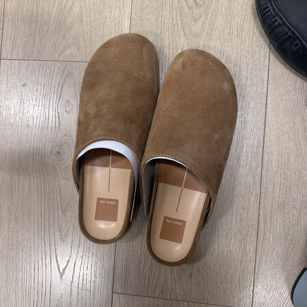 Brown Suede Slip on Mule