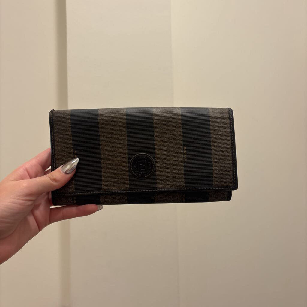 Brown Stripe Long Wallet