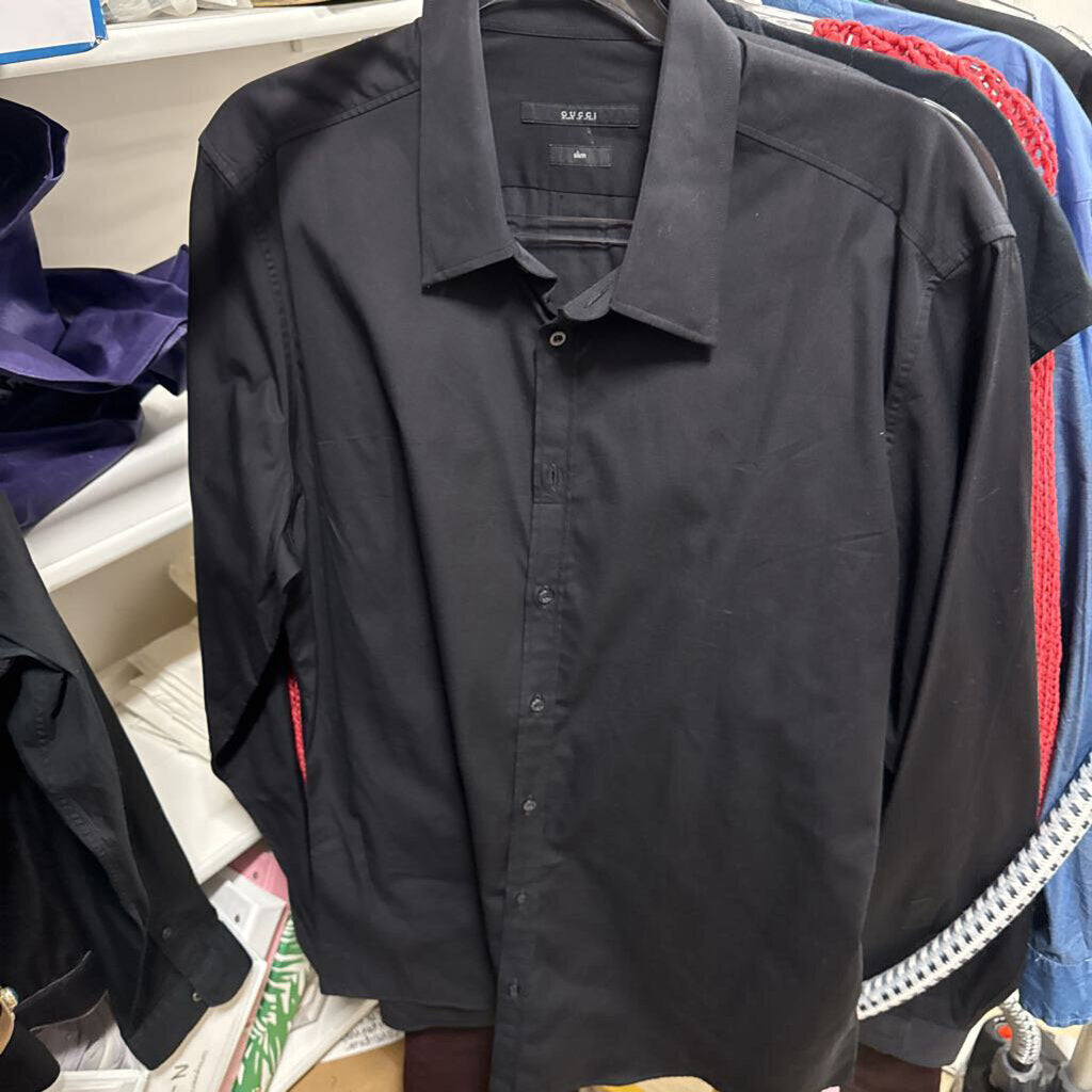 Black Cotton Button Up Shirt