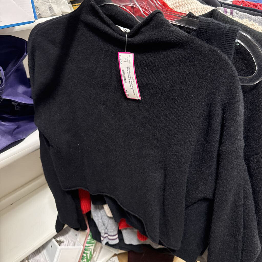 Black Cashmere Mock Neck Sweater