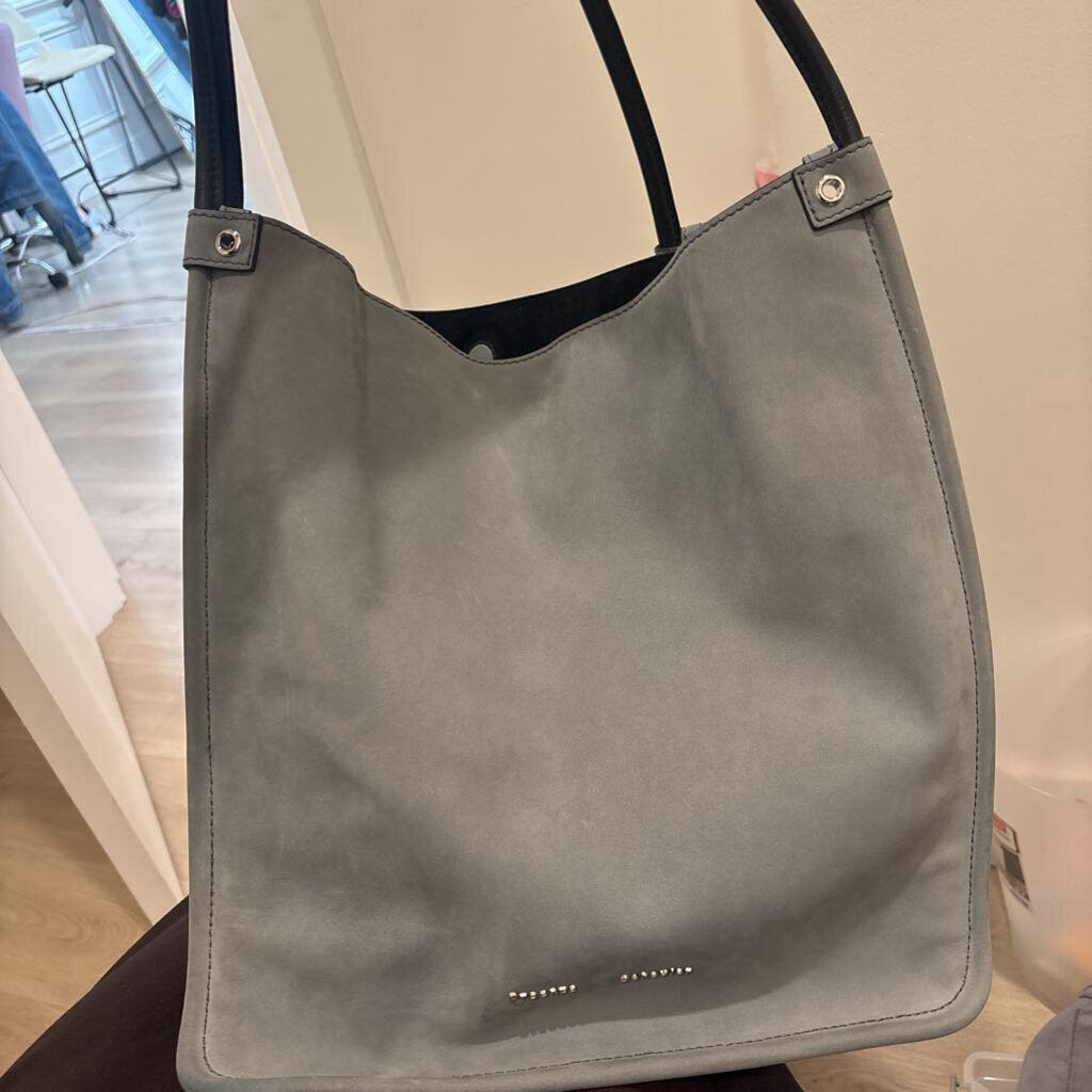 Grey Suede Shoulder Bag
