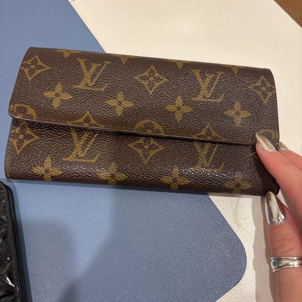 Brown Monogram Leather Fold Pouch