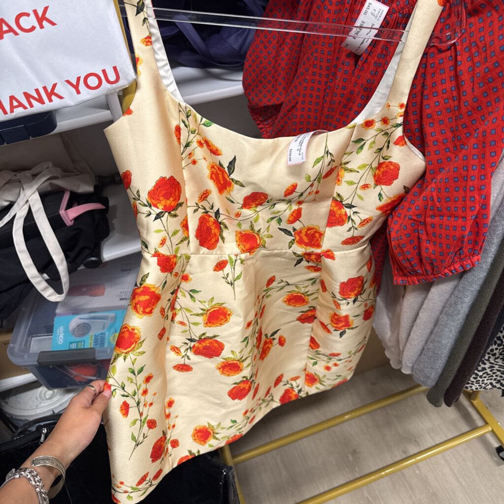 Yellow/Multi Floral Poly Mini Dress (NWT)