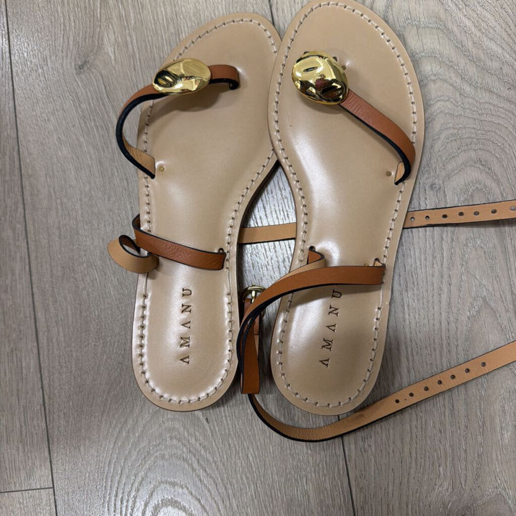 Brown Amanu Sandal Gold Embellishment